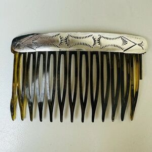 Early 1900's Vintage Navajo Sterling Native American Jewelry Silver Comb Clip